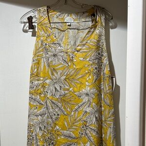 J. Jill Yellow and Gray Floral Midi Dress